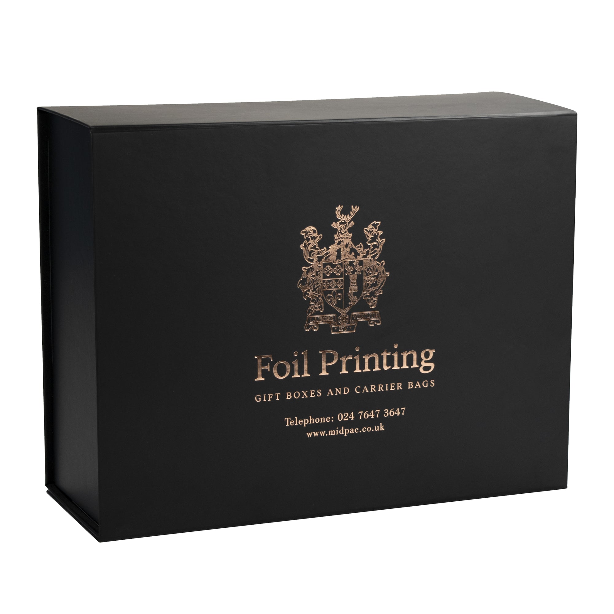 Matt Black Foil Printed Boxes 220x280x110mm – Midpac Printed Packaging