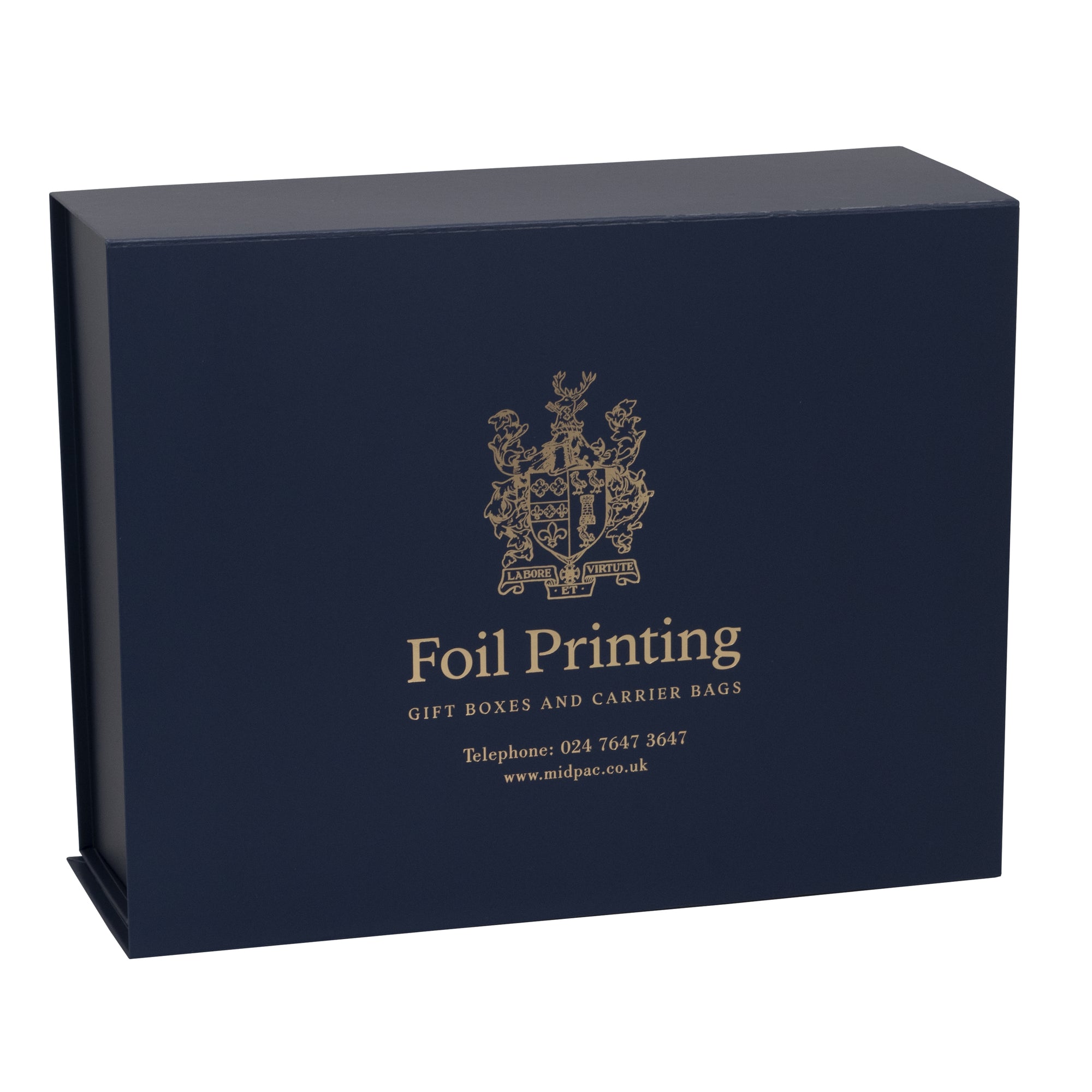 Matt Navy Foil Printed Boxes 160x200x80mm – Midpac Printed Packaging